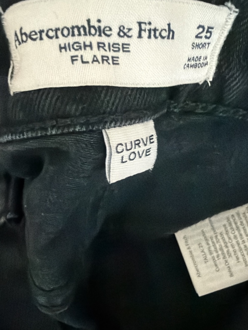 Abercrombie & Fitch Black Curve Love High-Rise Flare Jean - Size 25, NWT - Picture 7 of 7